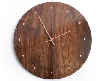 Solid Wood Wall Clock - walnut maple oak or cherry