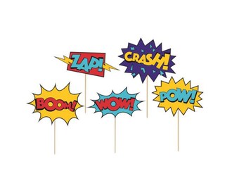 Superhero Cupcake Toppers - Superhero Party Decoration, Superhero Cake Topper, Comic Book Party, Superhero Party Supplies, Party Favor Picks