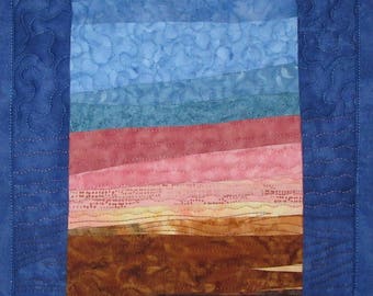 Landscape Art Quilt Sunset 52 small, Wall Hanging, Wall Quilt