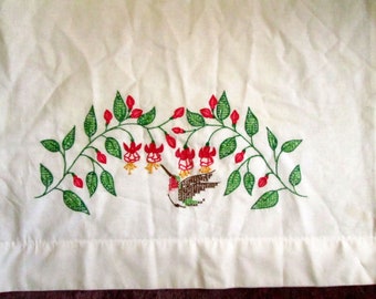 Single Vintage Pillowcases, Hand Embroidery, Crochet Trim, 10 Available