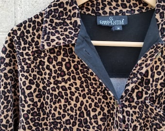 Plush Leopard Print Vintage Velvet 1990s Shirt Jacket By Goodies and Co.
