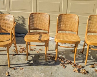 Set of 4 MID CENTURY Josef Hoffmann THONET Prague 811 Cane Bentwood Chairs Made In Poland