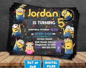 minions invitation minions birthday party invite despicable me