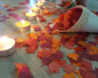 Biodegradable Maple leaf confetti variation Wedding Birthday and more Throwing and table decor Orange- Burgundy- Red