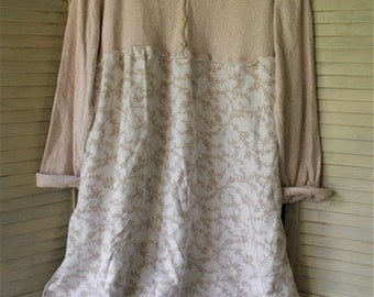 Restructured Dressses/ Upstyled Clothing/ Plus Size Clothing/ Cotton Clothing/ Farmhouse Chic/ Romantic Clothing/ Sheerfab Handmade