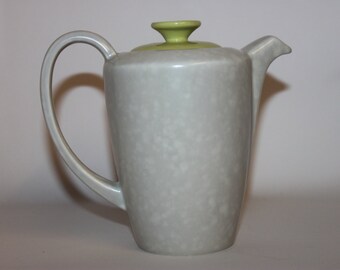 Poole coffee hot water jug pot, Twintone Slimline, lime green grey seagull, 1950s 1960s mid century retro