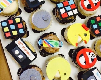 80's Fondant Cupcake Toppers