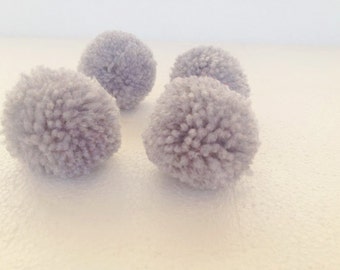 Easter, 4 pcs yarn pom poms, 50 mm grey pom poms , pom pom decoration decor, cotton handmade, wide 5 cm, Pom pom ball, big yarn pom poms