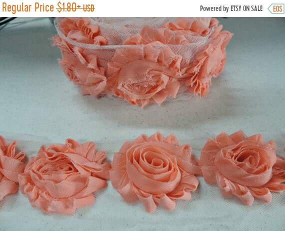 Cream Off White Pink Red 8 Yards 3D Rosette Rose Flower Lace Trim Bridal Doll