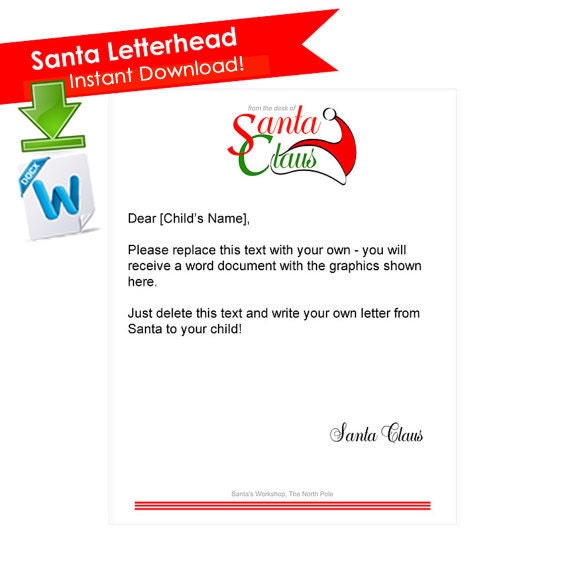 santa letterhead letter from santa printable santa claus santa claus letterhead microsoft word