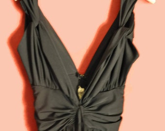 Vintage 70s80s Dress Black Maxi Dress Evening Gown xs 34-36