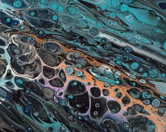 Spaced Out - 12" x 12" or 8" x 8" print - Fluid Art - Cell Art - Abstract Painting Print