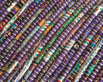 Hand Woven Rag Rug Purple 26" x 42"