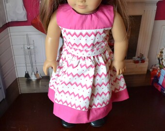18 inch Doll Clothes - Pretty Dress - Pink Chevrons - fits American Girl