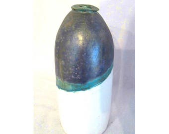 White turquoise blue faience bottle