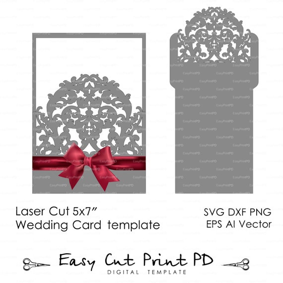 Download Wedding Envelope Template swirl cutting file K103 svg dxf