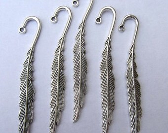 5 Pcs Tibetan Silver FEATHER BOOKMARKS 110mm