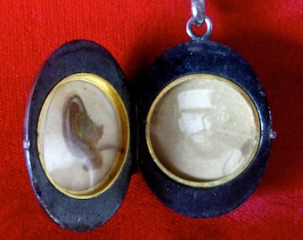 Antique 60-Inch Gunmetal Chain With Locket