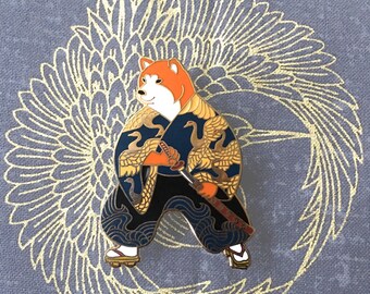 Shiba inu samurai enamel pin-shiba inu-dog enamel pin-shiba inu enamel pin-shiba pin-dogs gift-samurai-japan enamel pin-enamel pin-kawaii