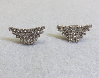 1960s Vintage Wedding or Formal Rhinestone Shoe Clips, Art Deco Design Shoe Clips