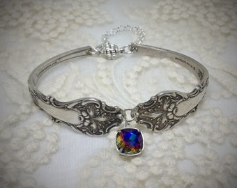 Spoon Bracelet, Silverware Jewelry, Made with Swarovski Crystal
