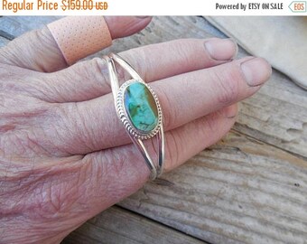 ON SALE Turquoise cuff bracelet handmade in sterling silver 925 with a beautiful turquoise stone from the Royston mine