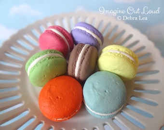 FAUX MACARON SEVEN Bright Flavors Set Fake Macarons Macaroon Cookies Food Prop Photo Kitchen Decor Display Fake Food