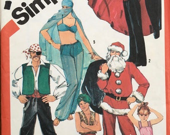 Halloween Costume Simplicity Pattern 5742 Harem Genie Pirate Vampire Ballerina Santa Claus Father Christmas Vintage Size Child Youth 10