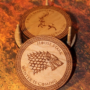 Set 6 Sottobicchieri Game Of Thrones – Casa Stark – Laminati Con Fondo In Sughero Antiscivolo – 10x10 Cm - 6