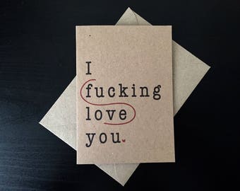 Funny love card, Wedding Anniversary card, 1st Anniversary card, funny boyfriend card, funny husband card, swear card, boyfriend birthday
