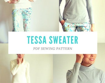 Tessa Sweater and Sweater Dress Pattern PDF sewing tutorial including sizes 4 to 22