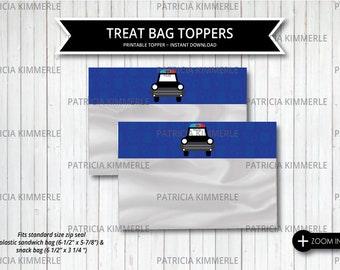 Printable Bag Toppers, Policeman, Police Car, Police Badge, Hero, Police Department, Police Party, Decorations, Treat Bag, INSTANT DOWNLOAD