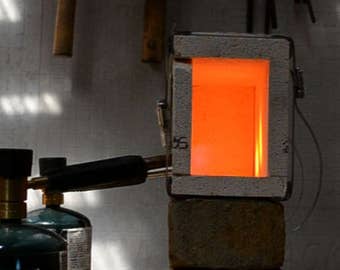 Propane Blacksmith Forge: Wider Two Brick Smelting Forge - Mini Gas Forge, Blacksmith Forged Knife Making Heat Treating