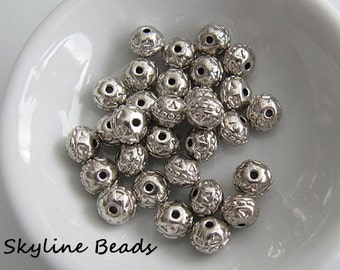 Tibetan Style Beads, Antique Silver, 8mm x 7mm, 1.5mm hole
