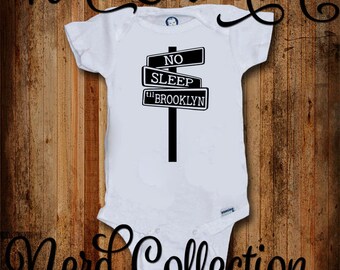 Baby Onesie No Sleep Til Brooklyn Hip Hop 90s Baby Rap Hipster Baby Shower Gift Nursery Funny Humerious Custom Baby Clothing Gerber
