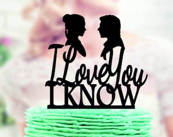Star Wars Wedding Cake Topper , Han & Leia , I Love you I Know, love you i know, Han Solo, wedding cake topper Star Wars, Star Wars topper
