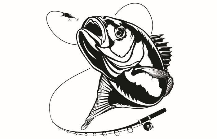 Download Bass Fishing #6 Logo Angling Fish Hook Fresh Water Hunting ...