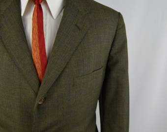 Vintage 1960s Olive Green 2 Piece Suit Size 41/42S