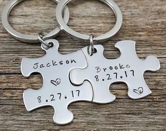 Couples Gift, Personalized Puzzle Pieces, His and Hers Keychains, Couples Anniversary, Love Keyrings, Valentines for Couples, Boyfriend gift