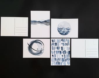 postcards set of 4 - indigo