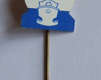 1960's Blue, White and Pink NIVEA Babyfine Metal Advertising Stick Pin / Lapel Badge
