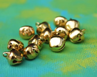 24 Lg Gold Gypsy Bells Set - large 10mm Brass Jingle Bells