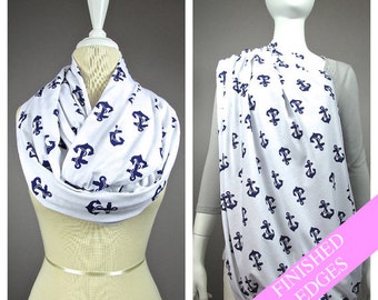 Anchor scarf, Nursing cover scarf, nursing cover, nursing scarf, breastfeeding cover, nursing infinity scarf, Navy scarf, nautical scarf
