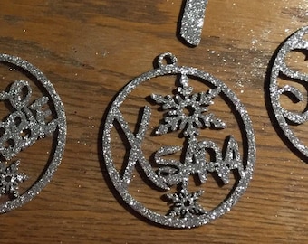 Persinalised name glittered christmas bauble