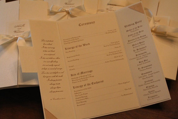 tri fold wedding program paper