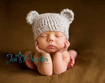 Download PDF knittingpattern k-01 - Newborn Baby-bear hat