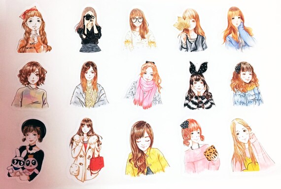 items similar to 15 pcs girls sticker girl sticker flakes whimsical