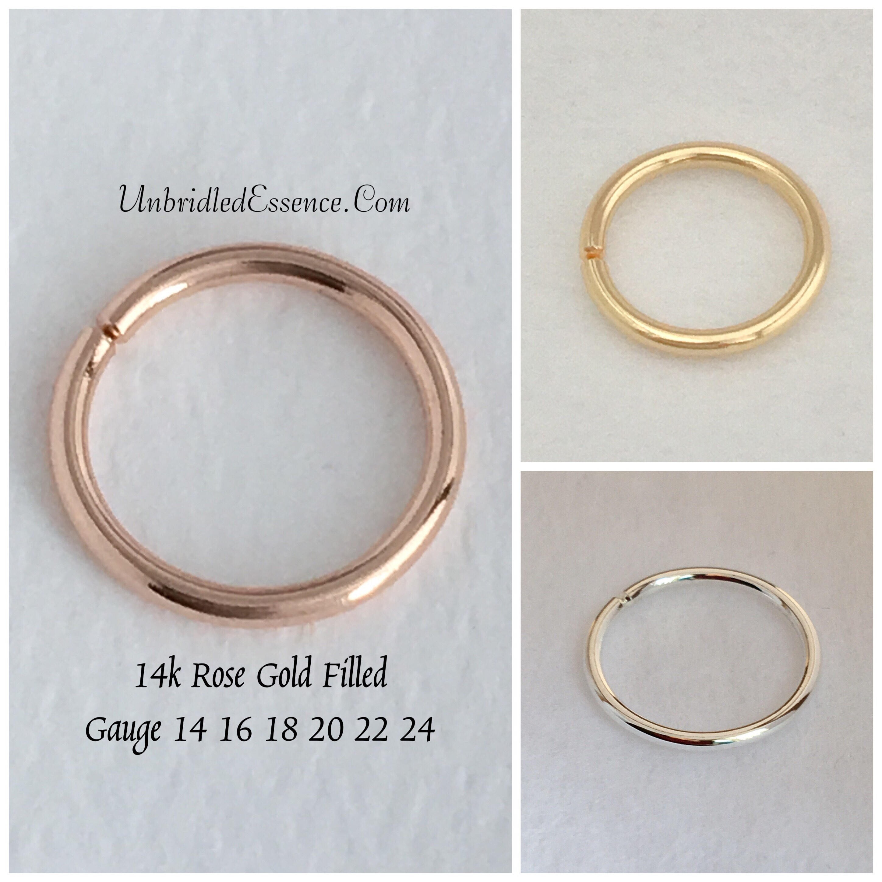 14 16 18 20 Gauge 14k Rose Gold Conch Piercing Hoop Earring 10