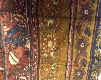 Coupon of silk printed in shades of autumn