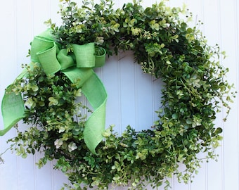 Boxwood Wreath, Farmhouse Decor, Spring Wreath, Summer Wreath, Easter Wreath, Outdoor Wreath, Front Door Wreath, Green Wreath, Wreaths